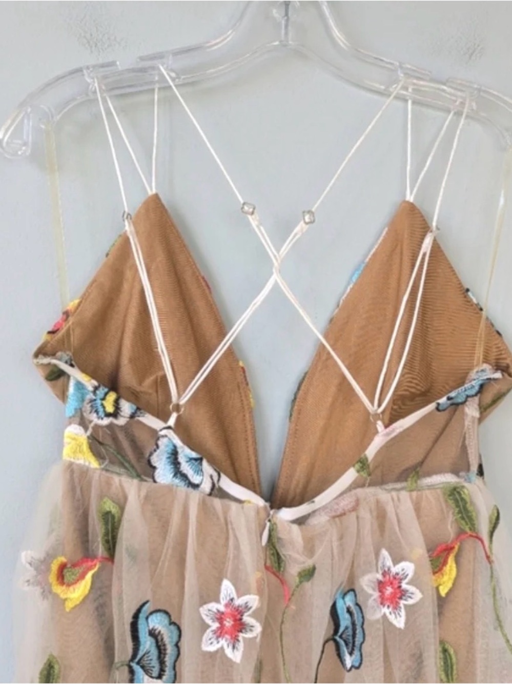 NWT L'atiste By Amy Sheer Embroidered Overlay Bodysuit Maxi Dress - Picture 11 of 12